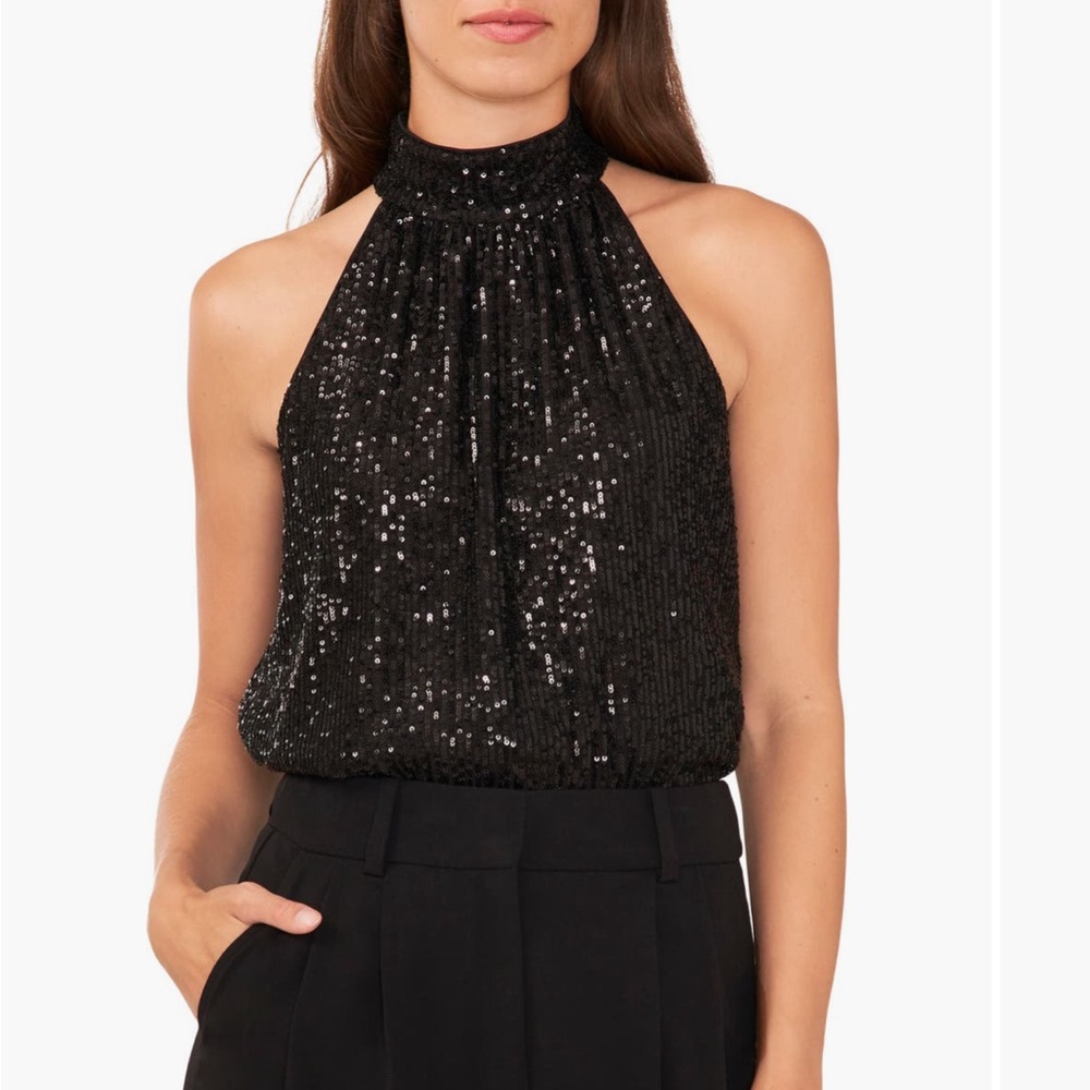 Halogen black sequin tank top size small